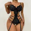 Fanlei Comercio Exterior Ropa Interior Sexy Europea y Americana para Mujeres, Body Transparente de Encaje Tentación, Ropa de Dormir Sexy al por Mayor y Dropshipping 6001