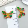 Pulsera Colgante de Mariposa de Doble Cara con Agujero Vertical para Aceite, Estilo Antiguo, Chapada en Oro, Bidireccional, Accesorios para Ropa, Joyería de Aleación Colorida