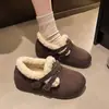 Zapatos de mujer estilo Birkenstock con forro de pelo todo incluido, nueva colección de invierno 2026, de suela plana, zapatos de algodón con forro de polar, suela gruesa retro, zapatos de pelo que aumentan la altura