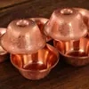 Cuenco de suministro de agua de cobre estilo Tíbet, taza de agua tallada a mano, siete tazas, cuenco de agua de fondo plano, decoración del hogar, un juego de 7