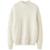 Suéter de cachemira grueso de doble capa para mujer, cuello semi-alto, jersey con patrón trenzado, camisa base de punto de cachemira casual holgada para otoño e invierno