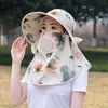 Chapéu de Sol de Verão com Cobertura Facial Completa, Chapéu de Colher Chá para Mulheres, Chapéu Fashion com Estampa em Tecido Respirável, Chapéu de Aba Larga para Adultos