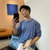 Suéter de Punto Rayado de Alta Inteligencia Estilo Coreano para Hombres y Mujeres, Cuello Henley, Estilo Old Money, Suéter Básico Casual Holgado de Manga Larga