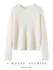 Suéter de gola redonda 25% seda 75% cashmere para mulheres, novo suéter de malha pullover outono e inverno, camada base versátil e quente
