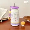 Caneca Térmica Criativa de Maçãzinha Fofa para Meninas, Copo de Café com Isolamento Frio, Infusor de Chá e Canudo, Presente de Alto Valor Estético