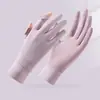 Luvas de Proteção Solar para Mulheres, Novo Estilo de Verão, Malha de Seda Gelada, Respiráveis, Antiderrapantes, Luvas de Dirigir com Tampa Flip-Top, Luvas Anti-UV