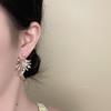 Pendientes de Flor de Fuegos Artificiales con Aguja de Plata 925 Incrustada con Diamantes para Mujer Pendientes de Diseño Exagerado de Nicho Pendientes de Moda Elegantes Versátiles