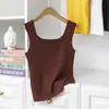 Moda de Hong Kong y Americana / Elegante Chaleco de Punto sin Mangas Cuadrado Retro Francés de Algodón de Seda Tencel