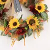 Lista popular de Amazon transfronteriza, nueva simulación de granja, girasol, hoja verde, cinta, cuatro, festival de la cosecha de otoño, guirnalda
