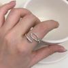 Anillo liso de estilo coreano, irregular, de plata de ley 925, combinable con todo, diseño de estilo nicho para mujer, combinación sin color.