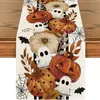 Decoração de Festa de Halloween da Amazon Caminho de Mesa Linho Toalha de Mesa Fantasma Abóbora Estampada Mesa de Centro Almofada Térmica Pano