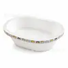 Rascador para gatos de cartón corrugado kraft blanco, no desprende pelusa, área integrada para jugar y dormir, forma ovalada profundizada, tabla para afilar las uñas de gato