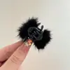 Pinza para el cabello de alta gama coreana con cabeza de pompón de felpa, clip fijador para coleta alta de pelo de visón para otoño e invierno, no daña el cabello, accesorios para el cabello para mujer