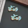 Acessório de Broche para Cabelo DIY Artesanal Imitação de Esmeralda com Gotejamento de Óleo Acessório de Joia Caqui Desejoso