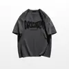 Camiseta de Algodón Pesado Manga Corta Color Borgoña para Hombre Verano 2025 Nueva Camiseta Americana High Street Holgada Casual