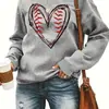 Suéter Holgado Casual Cómodo para Mujer Otoño e Invierno con Estampado de Corazón Cuello Redondo Grueso