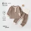 Conjunto de Ropa Interior Suave Elástica Amigable con la Piel para Bebé, Cómodo para Recién Nacidos, Cintura Alta con Protección para la Barriga, Abertura en la Entrepierna, Conjunto de Dos Piezas para el Hogar para Todas las Estaciones