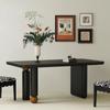 Mesa de Comedor Rectangular Redonda de Madera Maciza Negra Estilo Nórdico Escritorio Moderno Simple Creativo Sala de Estar para Apartamento Pequeño