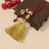 Examen de Admisión a la Escuela Secundaria y Universidad Escoba Dorada Pluma Dorada Colgante Estilo Chino Estilo Antiguo Cheongsam Paz y Alegría Abanico Colgante para Coche Colgante de Borla