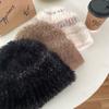 Sombrero de felpa de otoño e invierno con forro polar para mujer, color fresco y dulce, sombrero de caramelo, tejido a mano, protección para las orejas y la cara, sombrero de pescador pequeño