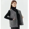 Colete Interno Feminino Quente, Grosso e Forrado com Fleece, Colete Casual Feminino de Lã de Cordeiro com Botões de Algodão 2502