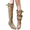 Botines retro de ante para mujer, nueva colección otoño 2026, botas de montar hasta la rodilla con tacones gruesos, botas vaqueras western
