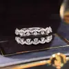 Huajie Anel Elegante Exquisito Europeu e Americano Transfronteiriço Design de Camada Dupla para Mulheres Joia Brilhante de Zircônia Joia para Combinação Diária