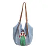 Bolso de playa grande tipo ins de color caqui para mujer, bolso de hombro de punto hueco de lana 2025 para vacaciones