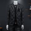 Chamarra de Plumas de Cuello de Traje de Alta Gama para Hombre Invierno Nueva Moda Ajustada Estampada Chamarra de Plumas para Hombre Cálida Talla Grande