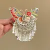 Mariposas Bailando Entre Flores~Pinza para el Cabello de Mariposa Rosa Estilo Étnico para Mujeres Clip Lateral Trasero de la Cabeza Borla Accesorios para el Cabello Hanfu