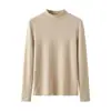 Camiseta Base Térmica de Lana Tencel para Mujer de Corte Ajustado con Cuello Alto, Versátil Top Interior Cálido de Polar con Cuello Semialto Otoño/Invierno, Amigable con la Piel
