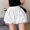 Verano Nuevo Comercio Transfronterizo Venta al por Mayor Color Sólido Cintura Plisada Pantalones Cortos de Linterna para Mujer Pg0271