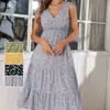 Producido y Vendido por Nosotros Mismos 2024 Estación Independiente Verano Nuevo Falda Larga de Gasa Vestido Floral Falda de Vacaciones Bohemia