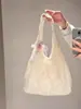 Estilo Commuter Fresco e Simples Vibe Preguiçosa Bolsa de Axila Bolsa de Tecido de Renda Tendência Estilo Coreano Grande Capacidade Bolsa Tote de Ombro Floral para Mulheres