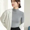 Suéter de Invierno Estilo Western de Cuello Alto Medio Nuevas Explosiones para Mujer Camiseta Base de Punto Ajustada Adelgazante Elegante de Manga Larga para Mujer