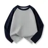 Camiseta Raglan Manga Longa Infantil de Marca de Moda Atacado Algodão Meninos Combinação de Cores Top Novo Zhongda Meninas Camisa Básica Lisa