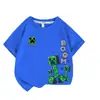 Nueva Camiseta de Manga Corta Estilo Minecraft para Niños Algodón Puro Moderna Superior de Media Manga para Niñas Ropa Fresca de Verano para Niños 7