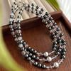 Collar de cadena de clavícula con diseño de perla negra oscura Shijia de cristal blanco natural de alta calidad, estilo Ins.