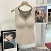 Chaleco Cálido de Grafeno para Mujer con Forro de Polar, Cinturón Espesado de Terciopelo Calefactor, Almohadilla para el Pecho, Parte Superior de una Sola Pieza con Base de Copa, Otoño e Invierno