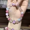Pulseira de Contas Grandes com Design Original de Cristal Natural para Mulheres Água-Marinha Ametista Prehnita Trazendo Sorte Pulseira de Verão