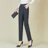Calças femininas para primavera e outono, cintura alta, plus size, perna reta, adequadas para mulheres de 50 anos, outono e inverno, forradas com fleece, espessadas, para mulheres de meia-idade e idosas