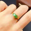 Anillo de Esmeralda Natural Transfronterizo Accesorios para Mujer Nicho Alta Gama Joyería de Plata 925 5*5+6*6 Ventas Directas de Fábrica de Joyería