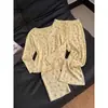 Pijama de Manga Longa Estilo Doce Amarelo Claro Coelhinho para Mulheres Outono Primavera Macio Amigo da Pele Tamanho Grande Conjunto para Casa Pode Ser Usado Fora