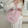 Bolsa de Hombro Rayada para Mujer, Estilo Coreano, Estilo Perezoso Ins, Bolsa Versátil de Doble Cara, Gran Capacidad para Estudiantes, Viajes al Trabajo, Bolso de Hombro Casual