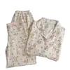 Conjunto de Dos Piezas Ovzf Genuino de Manga Larga y Pantalón Largo, Nuevo Pijama de Algodón Nube para Mujer de Primavera y Otoño, Estilo Pareja, Se Puede Usar Afuera como Ropa de Casa