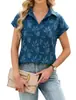 2026 Roupas Femininas Transfronteiriças Europeias e Americanas Amazon TK Verão Novo Manga Curta Solta Botão Camisa Jacquard Camisa Chiffon