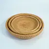 Bandeja de Ratán Cesta de Frutas Tejida a Mano Plato de Almacenamiento de Dulces Cesta Redonda para Frutas Verduras Snacks Pan