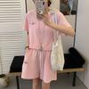 Estilo Coreano Estilo Perezoso Color Caramelo Perro Dachshund Traje de Mujer Verano Nuevo Estilo Coreano Holgado Manga Corta Shorts Conjunto de Dos Piezas para Mujer