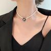 "Camellia Nocturne" Nicho Francés Retro Corte Elegante Sentido del Diseño Camelia Collar de Perlas Cadena Clavícula