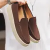Mocasines de Cuero Gamuzado X631 Otoño para Hombre, Mocasines Casuales Transpirables de Verano con Suela Gruesa, Estilo Old Money